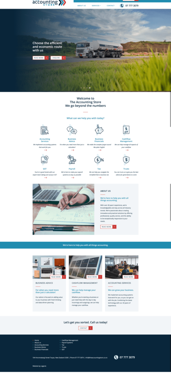 Brochure sites Custom Designed MultiPage site Legend