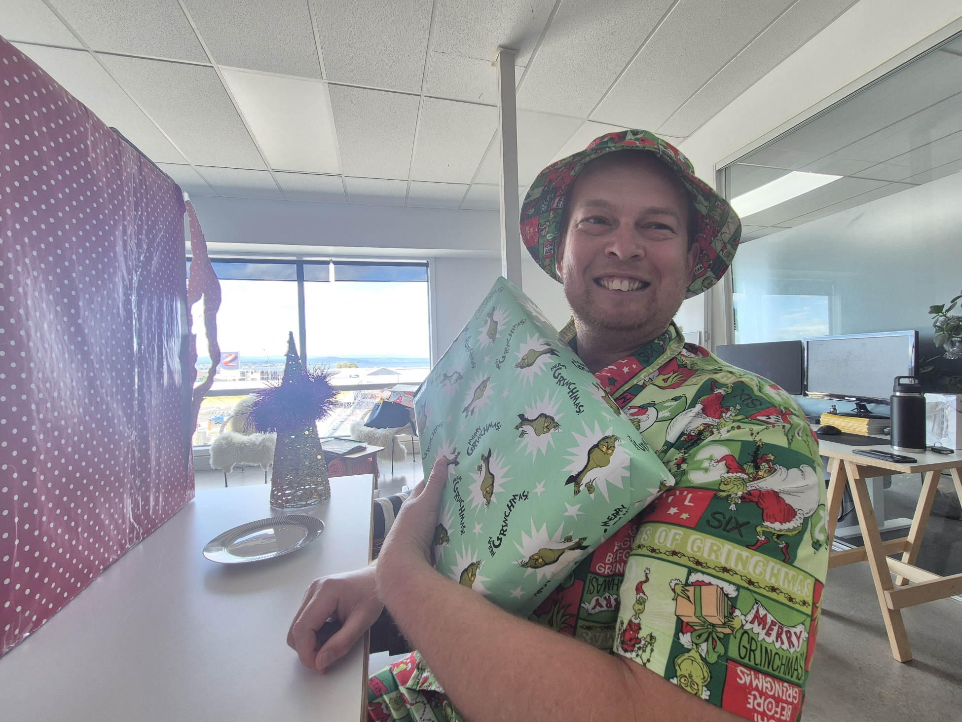 Zac Opening A Gift With A Big Grin, Caught In The Moment