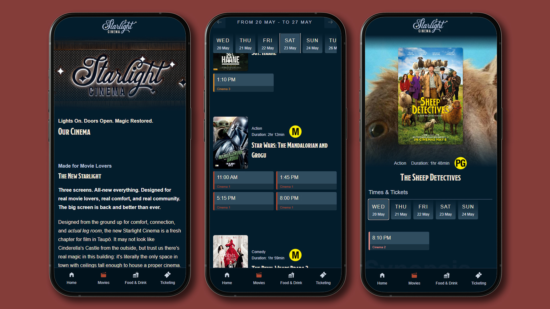 Starlight Cinema Website Mobile View
