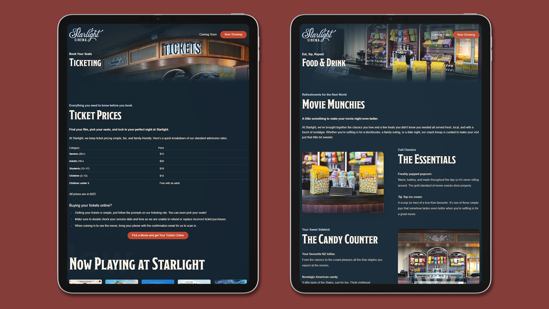 Starlight Cinema Website Optomised For Tablet And Mobile
